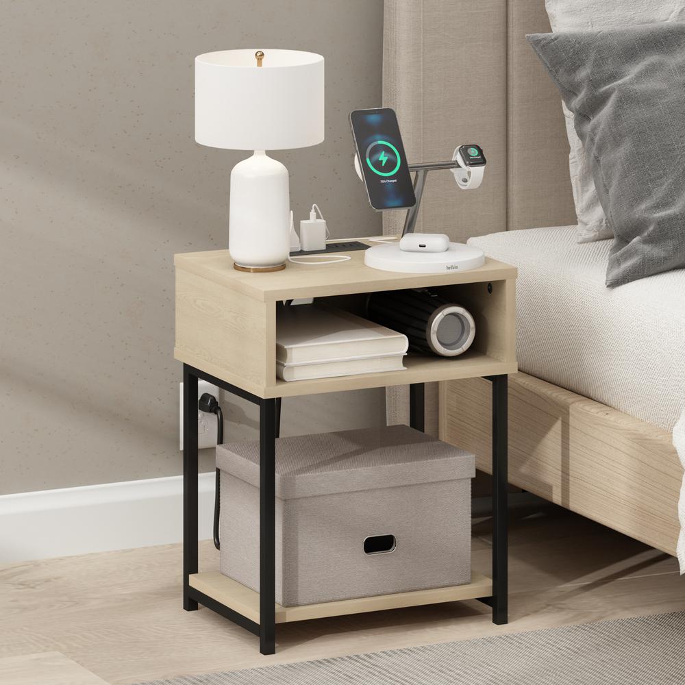 Moretti USB and Type-C Charging Port Open Storage Side Table. Picture 5