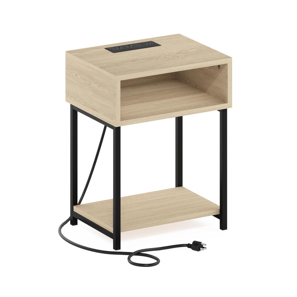 Moretti USB and Type-C Charging Port Open Storage Side Table. Picture 1