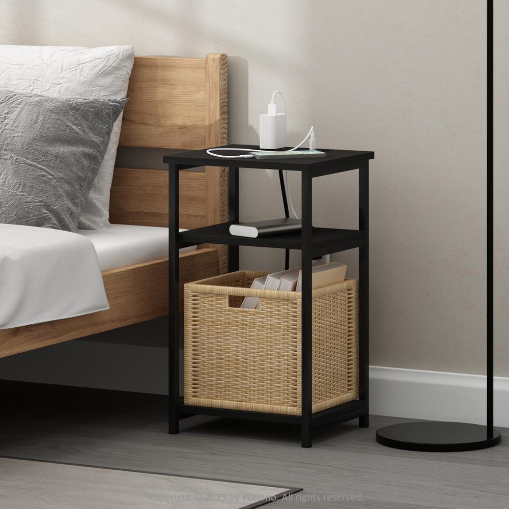 Moretti 3-Tier USB and Type-C Charging Port Open Storage Side Table. Picture 5