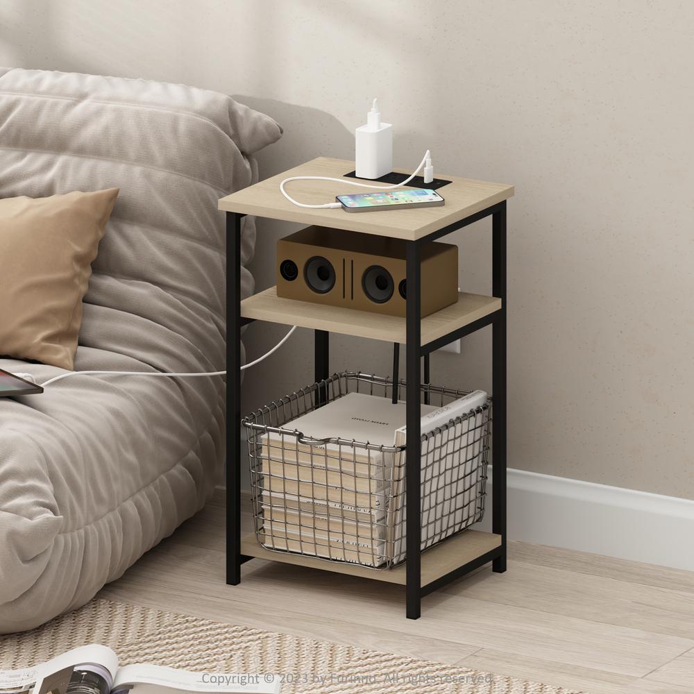 Moretti 3-Tier USB and Type-C Charging Port Open Storage Side Table. Picture 5