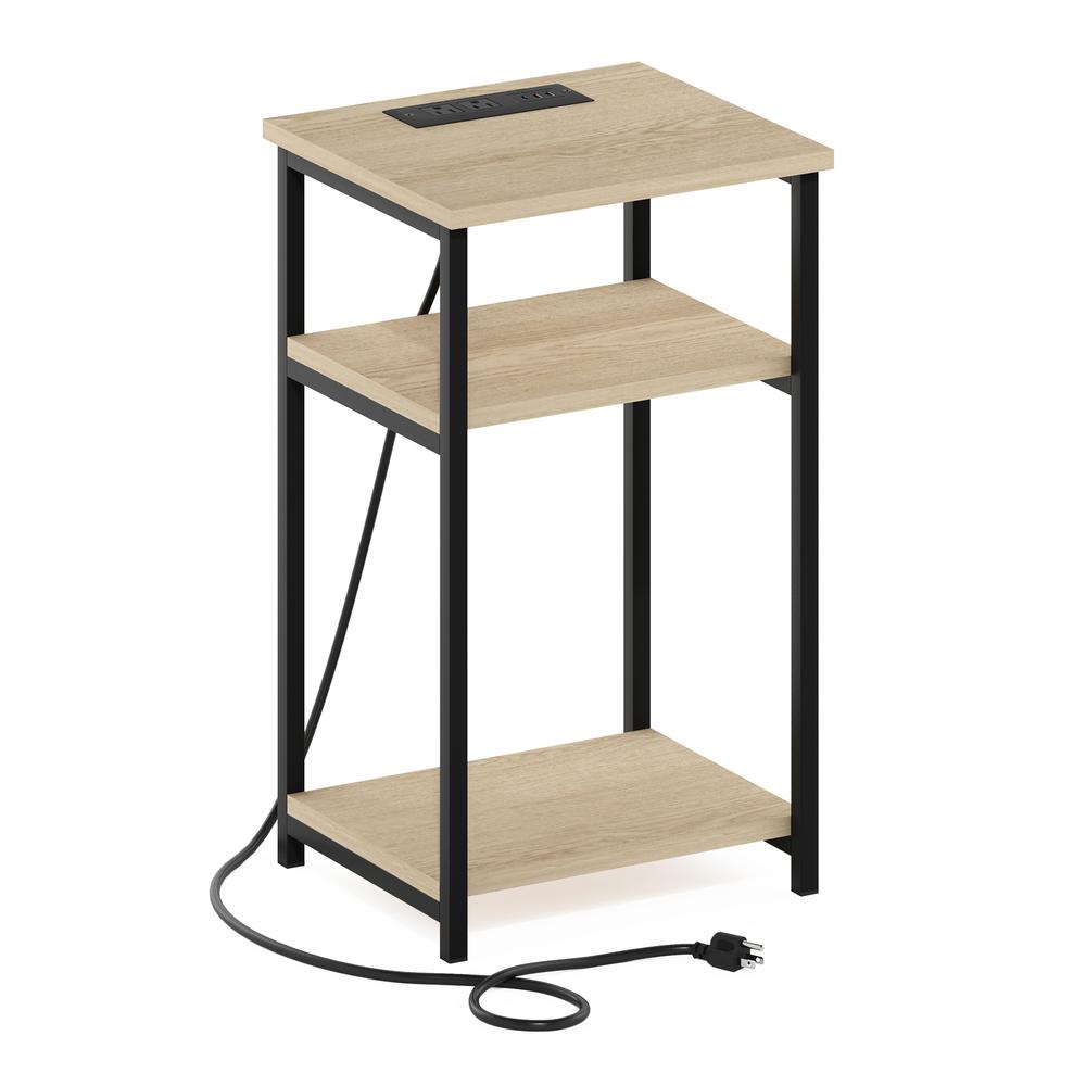 Moretti 3-Tier USB and Type-C Charging Port Open Storage Side Table. Picture 1