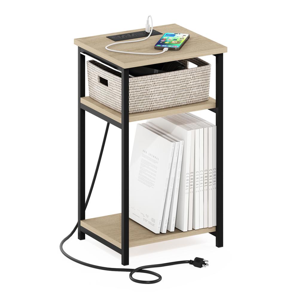 Moretti 3-Tier USB and Type-C Charging Port Open Storage Side Table. Picture 3