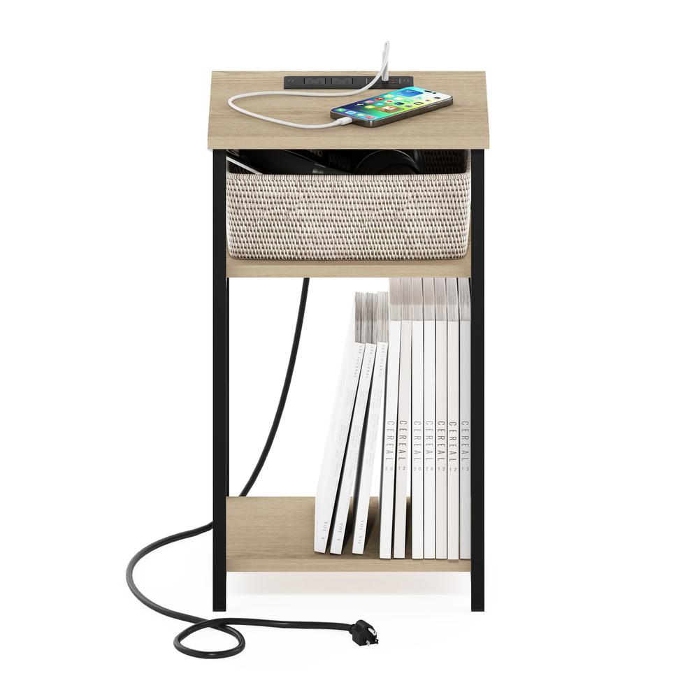 Moretti 3-Tier USB and Type-C Charging Port Open Storage Side Table. Picture 4