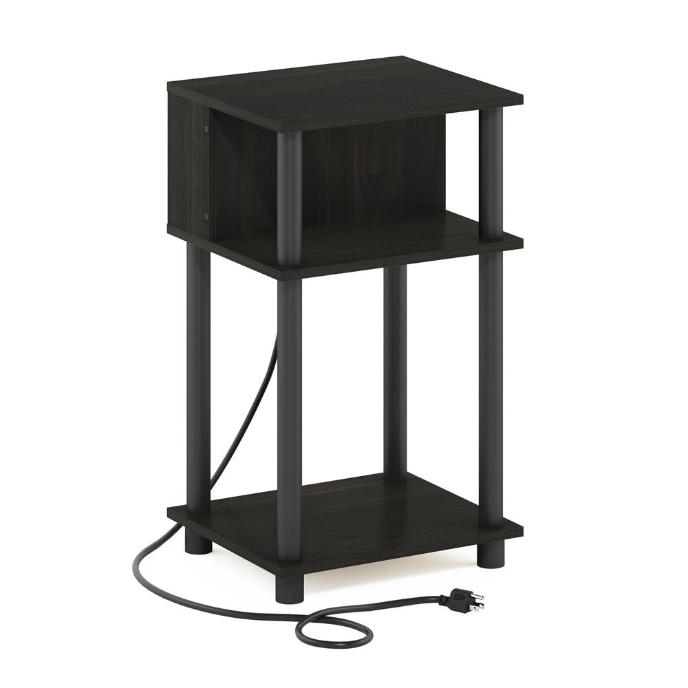 Just 3-Tier Turn-N-Tube Open Storage End Table, Espresso/Black. Picture 1