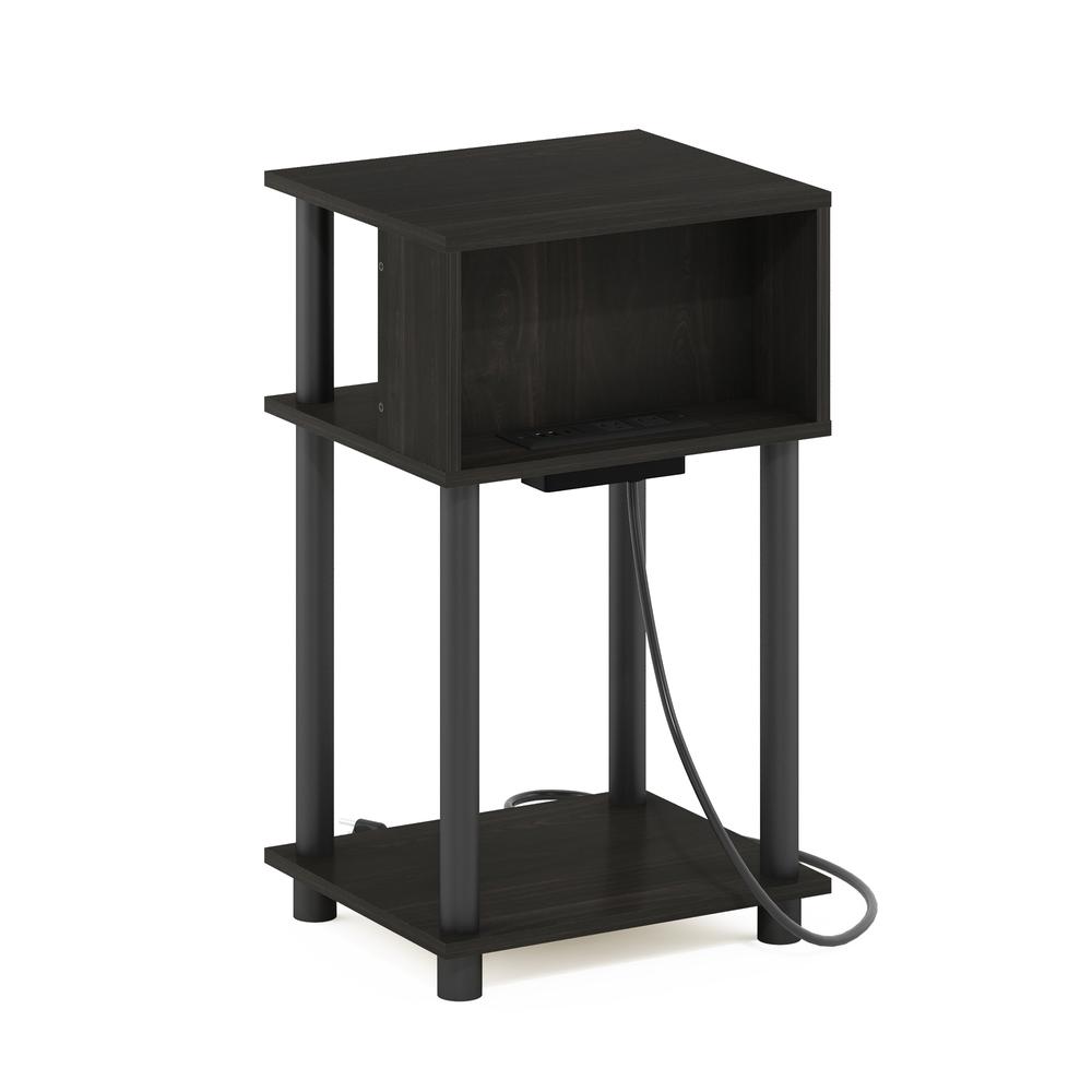 Just 3-Tier Turn-N-Tube Open Storage End Table, Espresso/Black. Picture 4