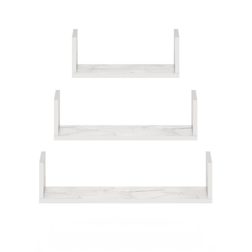 Bedroom Decor Wall Mounted Floating Display Shelve, Marble White, Set of 3. Picture 3