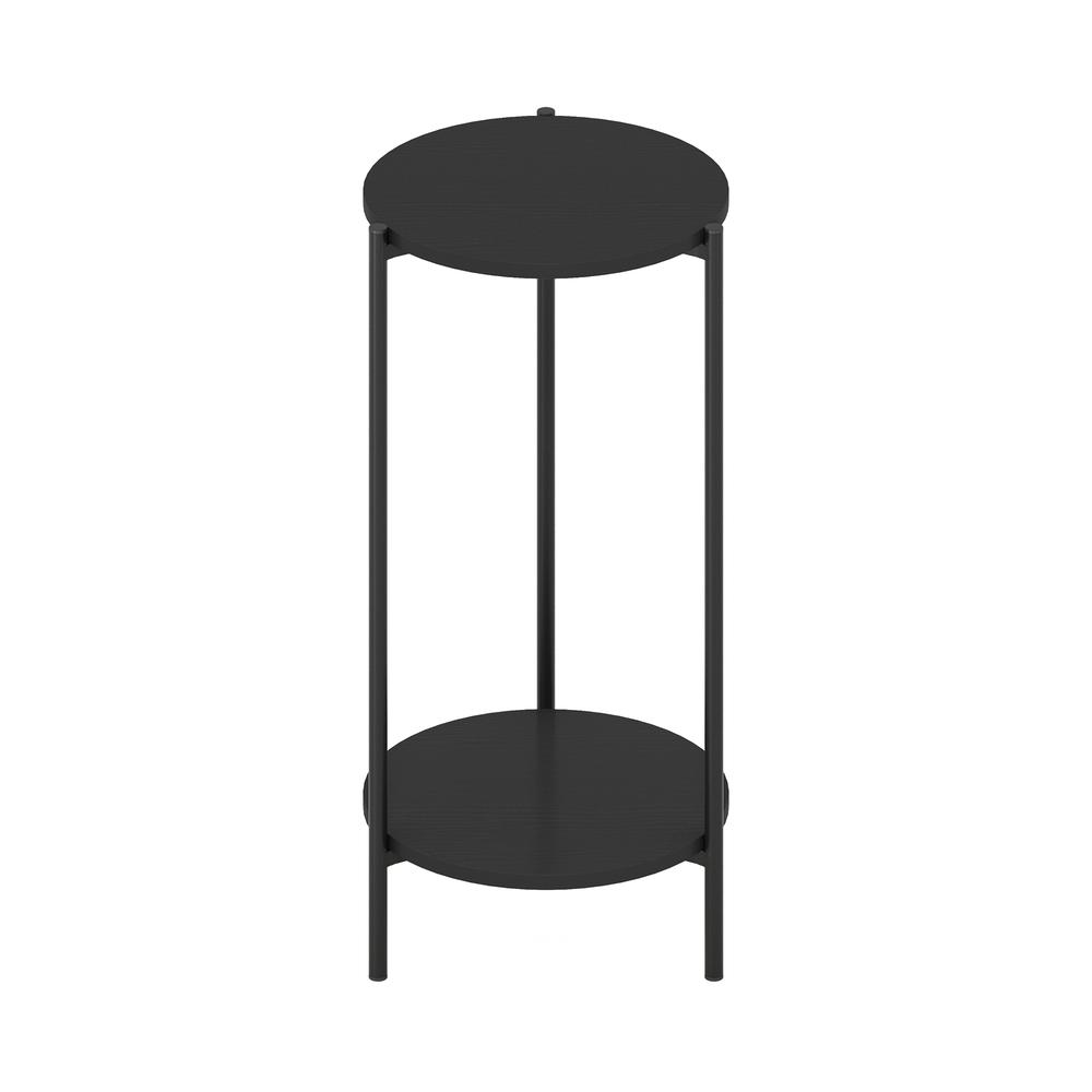Besi 2-Tier Modern Tall Round Side End Table with Sturdy Metal Legs, Americano. Picture 1