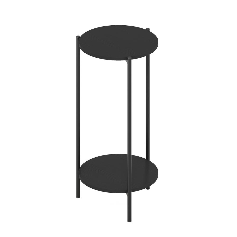 Besi 2-Tier Modern Tall Round Side End Table with Sturdy Metal Legs, Americano. Picture 3