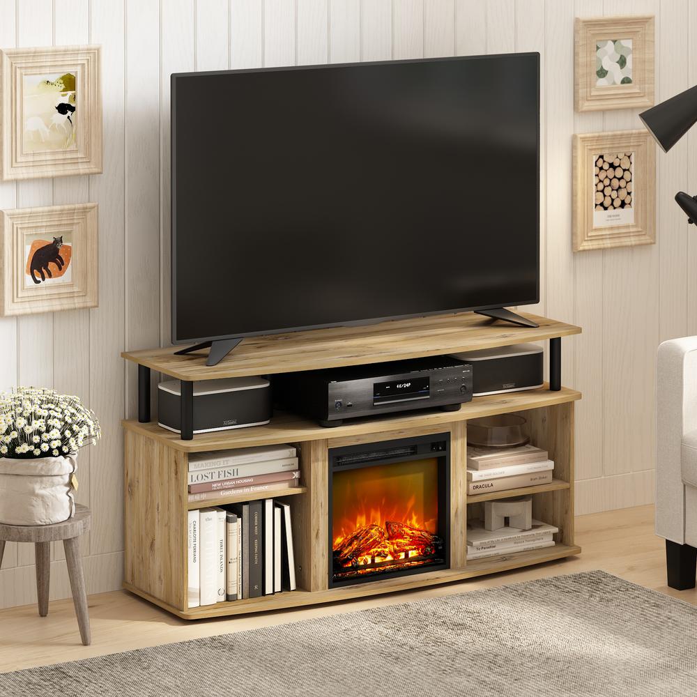 Open Shelving Storage Fireplace Entertainment Center for TV up to 55 Inch. Picture 7