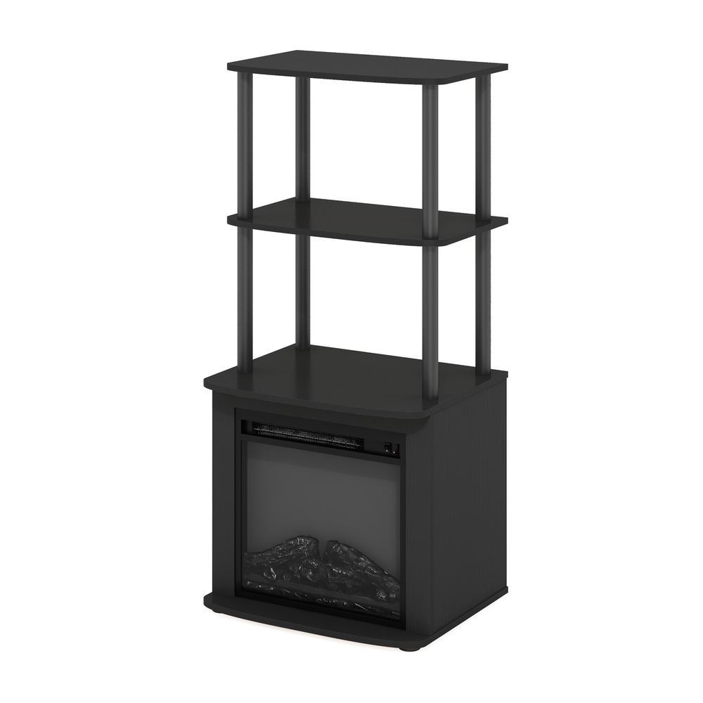 TV Entertainment Side Table Display Rack with Fireplace Insert, Americano/Black. Picture 5