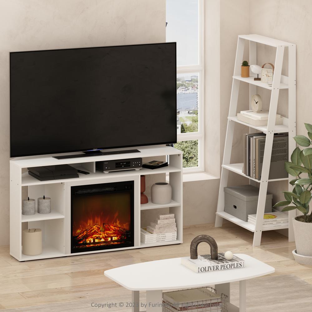Jensen Corner TV Stand with Fireplace for TV up to 55 Inches, Solid White. Picture 2