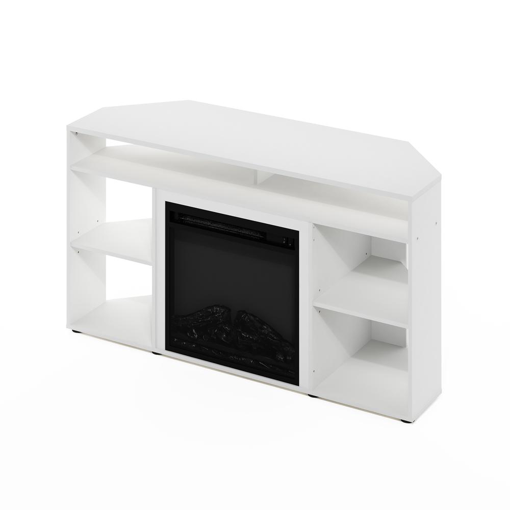 Jensen Corner TV Stand with Fireplace for TV up to 55 Inches, Solid White. Picture 4