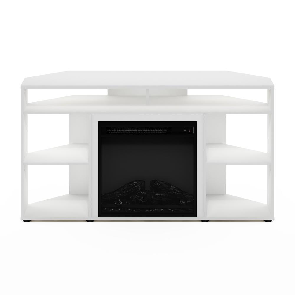 Jensen Corner TV Stand with Fireplace for TV up to 55 Inches, Solid White. Picture 5
