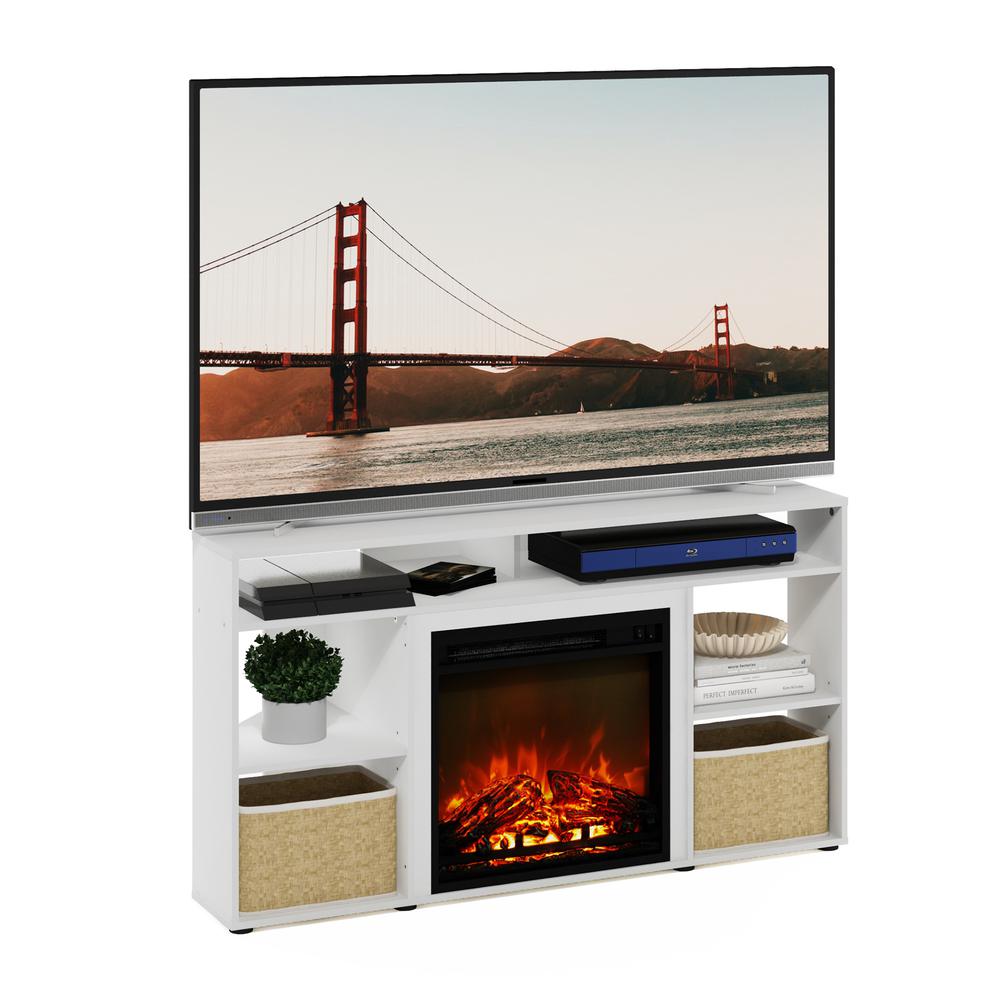 Jensen Corner TV Stand with Fireplace for TV up to 55 Inches, Solid White. Picture 6