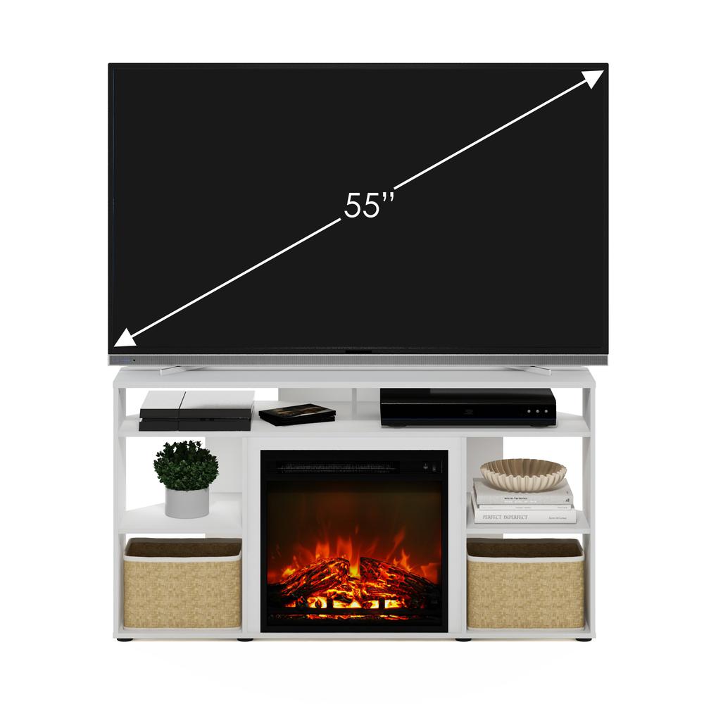 Jensen Corner TV Stand with Fireplace for TV up to 55 Inches, Solid White. Picture 7