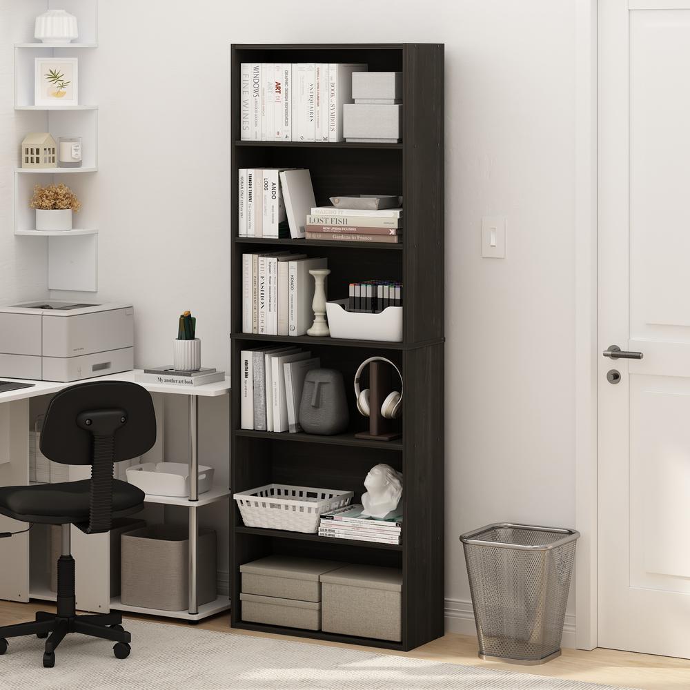 JAYA Simply Home Free Standing 6-Tier Open Storage Bookcase, Espresso. Picture 2