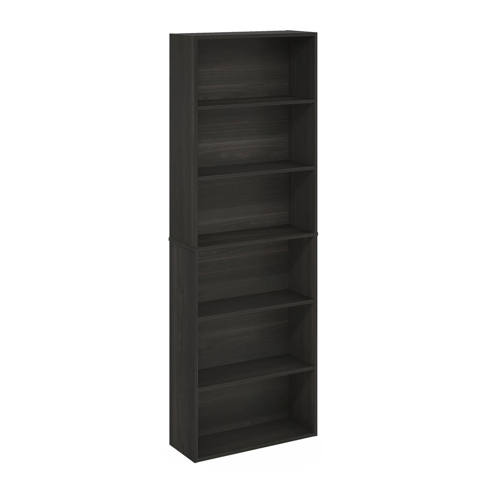 JAYA Simply Home Free Standing 6-Tier Open Storage Bookcase, Espresso. Picture 1