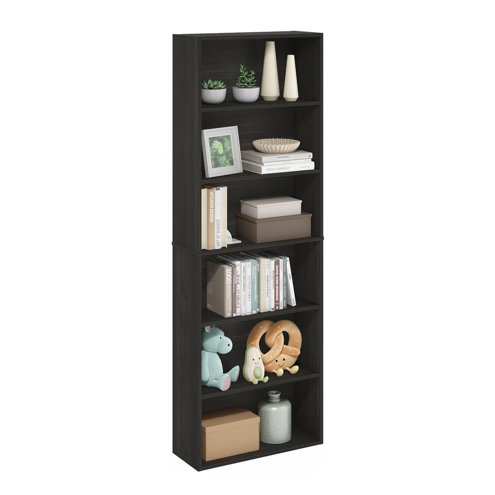 JAYA Simply Home Free Standing 6-Tier Open Storage Bookcase, Espresso. Picture 4