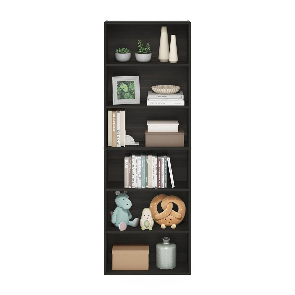 JAYA Simply Home Free Standing 6-Tier Open Storage Bookcase, Espresso. Picture 5