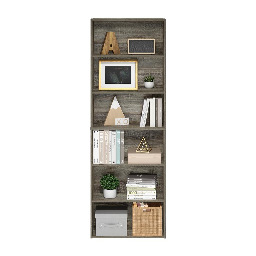 JAYA Simply Home Free Standing 6-Tier Open Storage Bookcase, French Oak. Picture 5