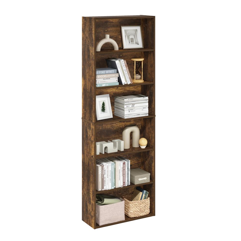 JAYA Simply Home Free Standing 6-Tier Open Storage Bookcase, Amber Pine. Picture 4