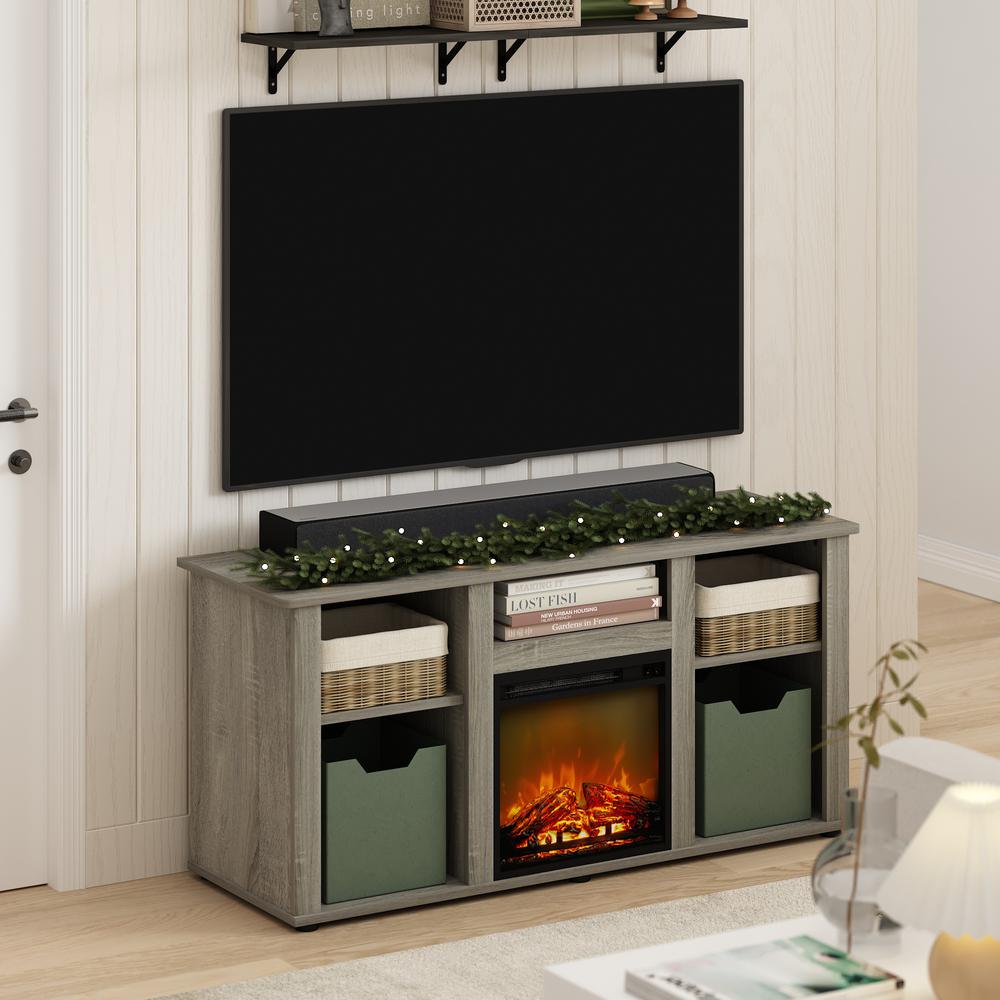 Fireplace TV Entertainment Center with Open Storage Compartment for TV up to 55". Picture 7