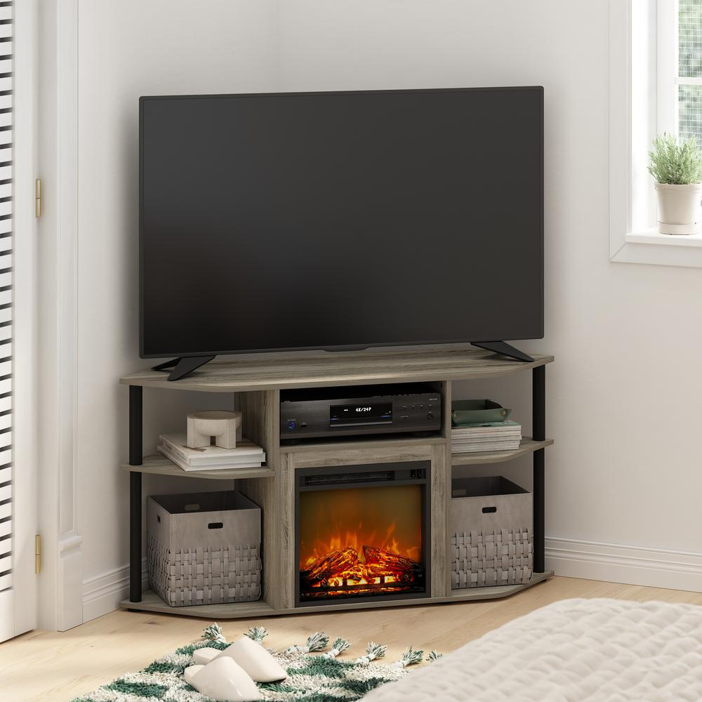 Open Storage Corner Fireplace TV Entertainment Center for TV up to 55 Inch. Picture 7