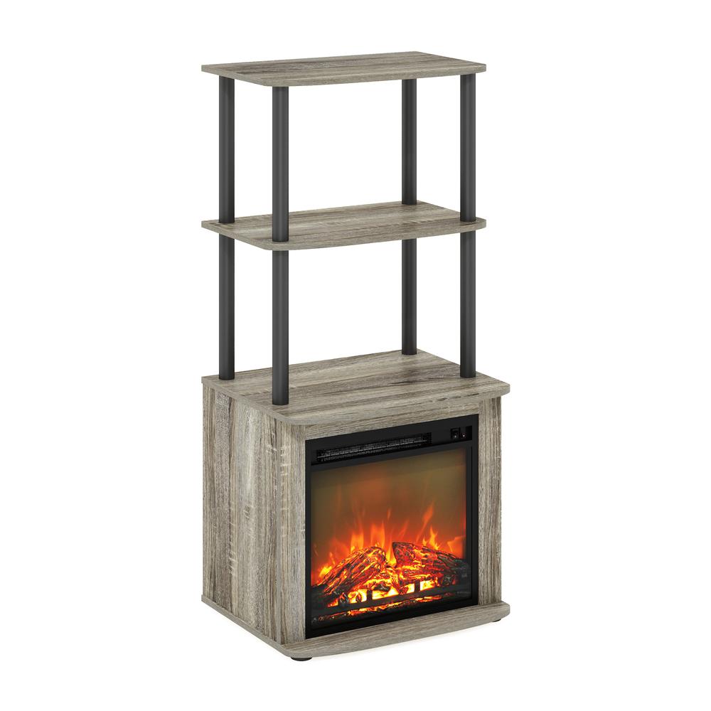 TV Entertainment Side Table Display Rack with Fireplace Insert. Picture 1