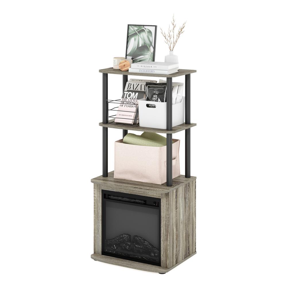 TV Entertainment Side Table Display Rack with Fireplace Insert. Picture 5