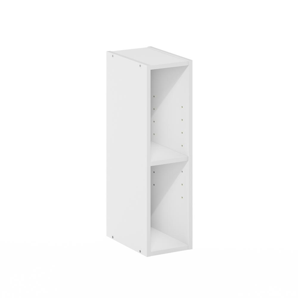 Fulda 2-Tier Space Saving Storage Shelf Bookcase, 6-Inch Width, White. Picture 1