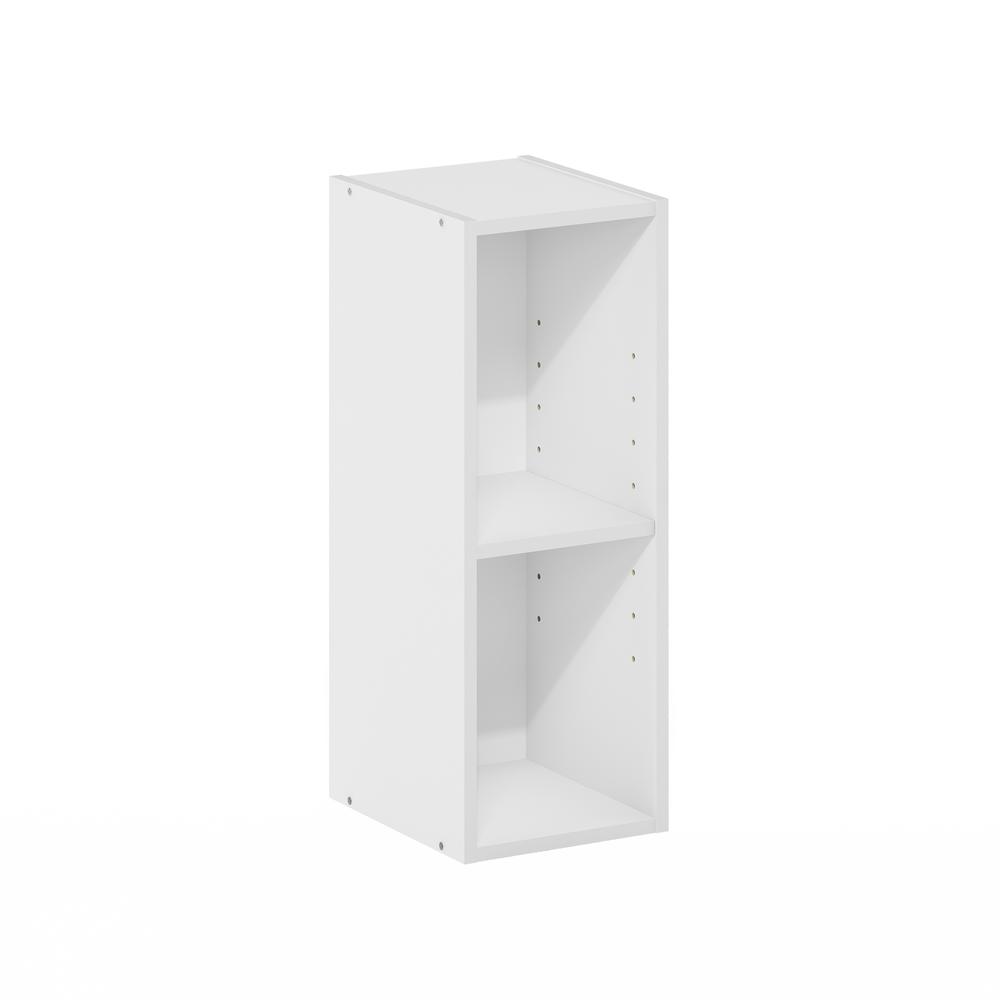 Fulda 2-Tier Space Saving Storage Shelf Bookcase, 8-Inch Width, White. Picture 1