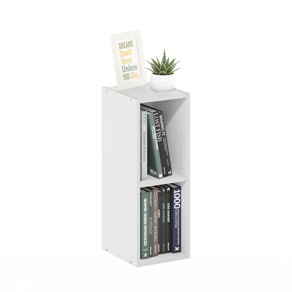 Fulda 2-Tier Space Saving Storage Shelf Bookcase, 8-Inch Width, White. Picture 4