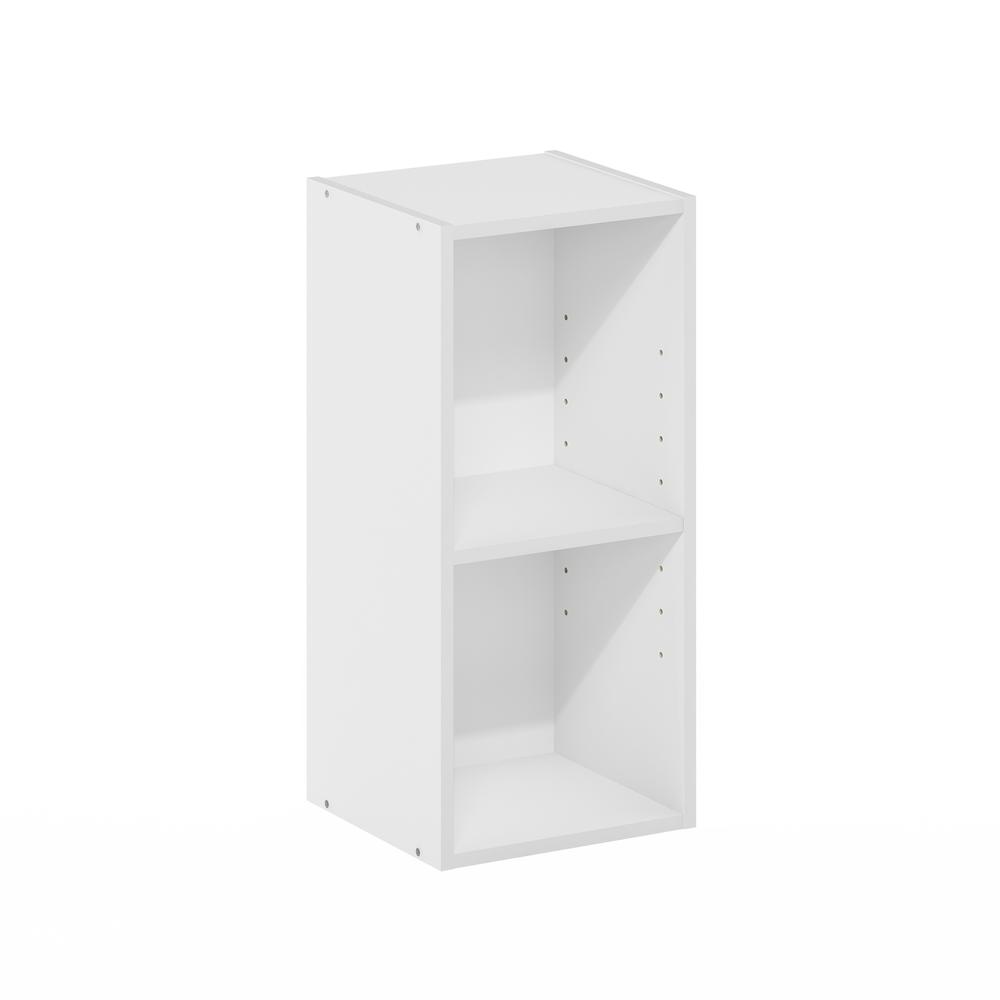 Fulda 2-Tier Space Saving Storage Shelf Bookcase, 10-Inch Width, White. Picture 1