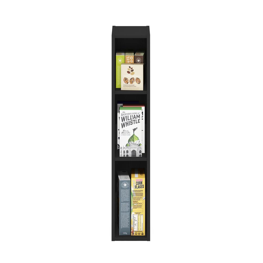 Fulda 3-Tier Space Saving Storage Shelf Bookcase, 6-Inch Width, Blackwood. Picture 5