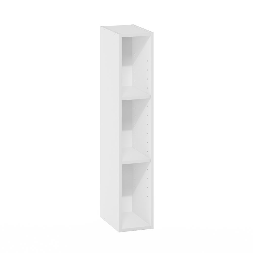 Fulda 3-Tier Space Saving Storage Shelf Bookcase, 6-Inch Width, White. Picture 1