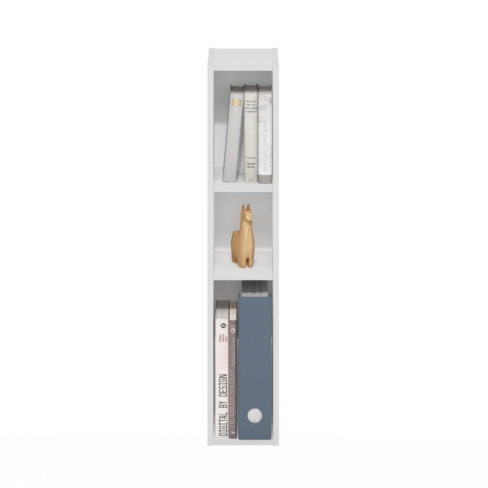 Fulda 3-Tier Space Saving Storage Shelf Bookcase, 6-Inch Width, White. Picture 5