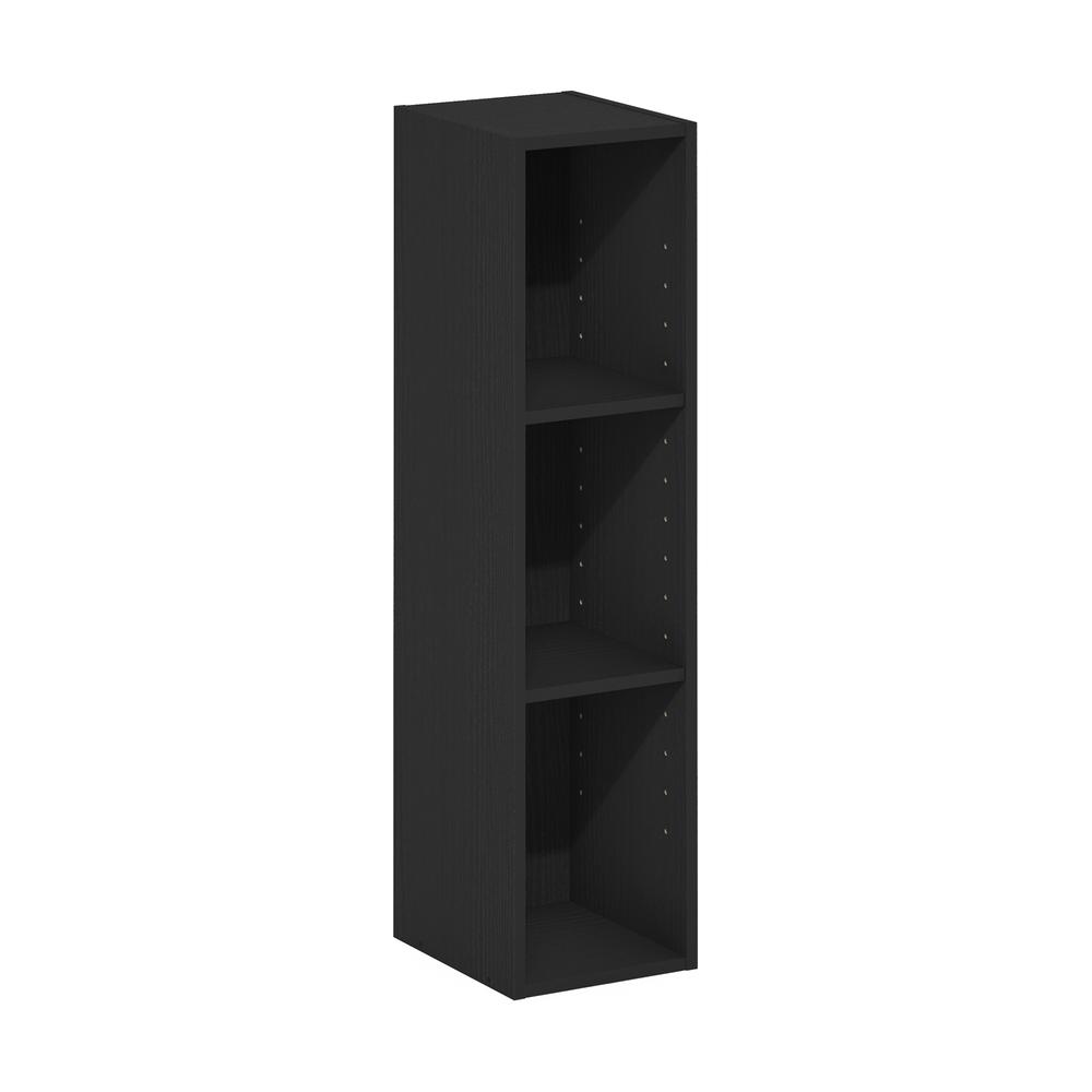 Fulda 3-Tier Space Saving Storage Shelf Bookcase, 8-Inch Width, Blackwood. Picture 1
