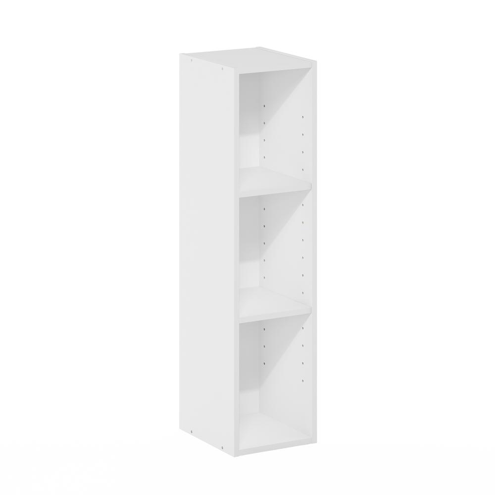 Fulda 3-Tier Space Saving Storage Shelf Bookcase, 8-Inch Width, White. Picture 1