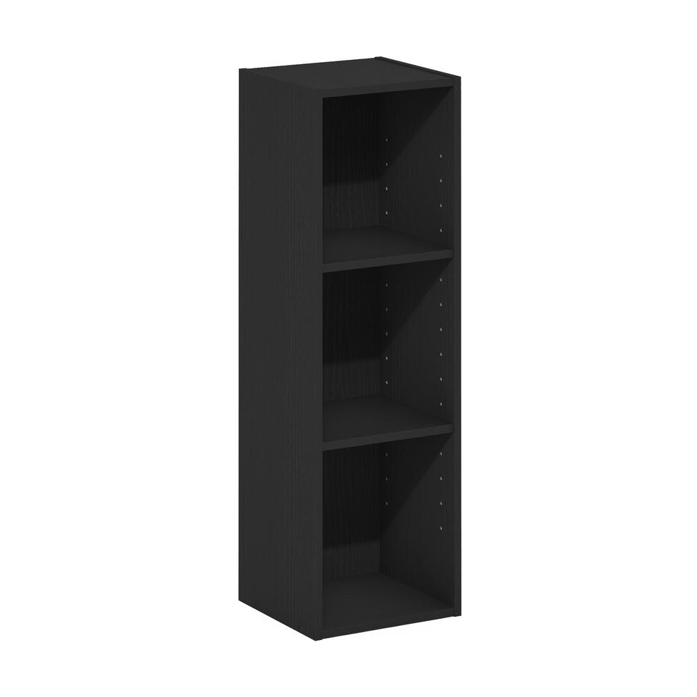 Fulda 3-Tier Space Saving Storage Shelf Bookcase, 10-Inch Width, Blackwood. Picture 1