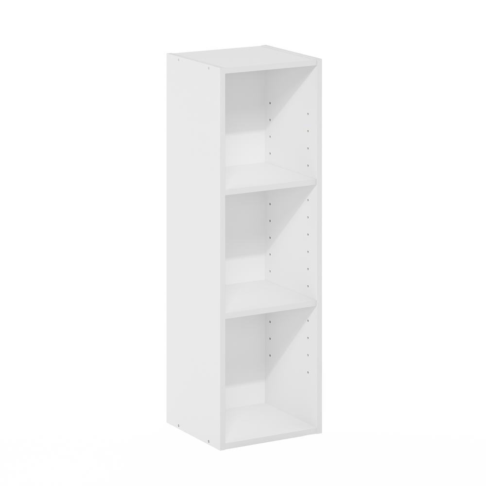 Fulda 3-Tier Space Saving Storage Shelf Bookcase, 10-Inch Width, White. Picture 1