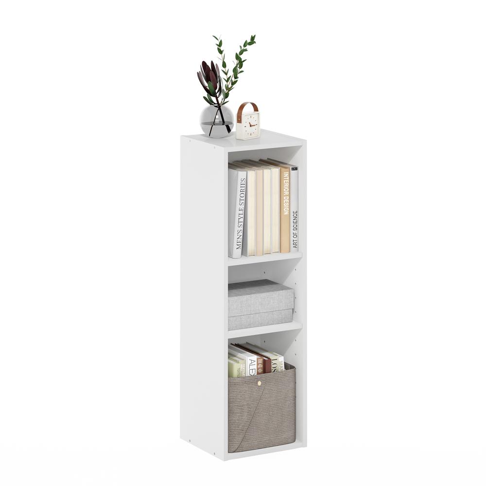 Fulda 3-Tier Space Saving Storage Shelf Bookcase, 10-Inch Width, White. Picture 4