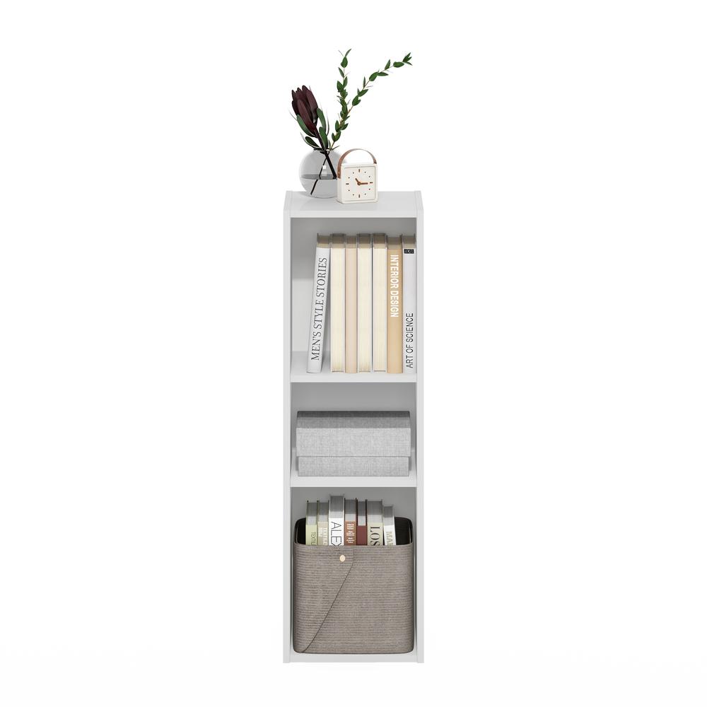 Fulda 3-Tier Space Saving Storage Shelf Bookcase, 10-Inch Width, White. Picture 5