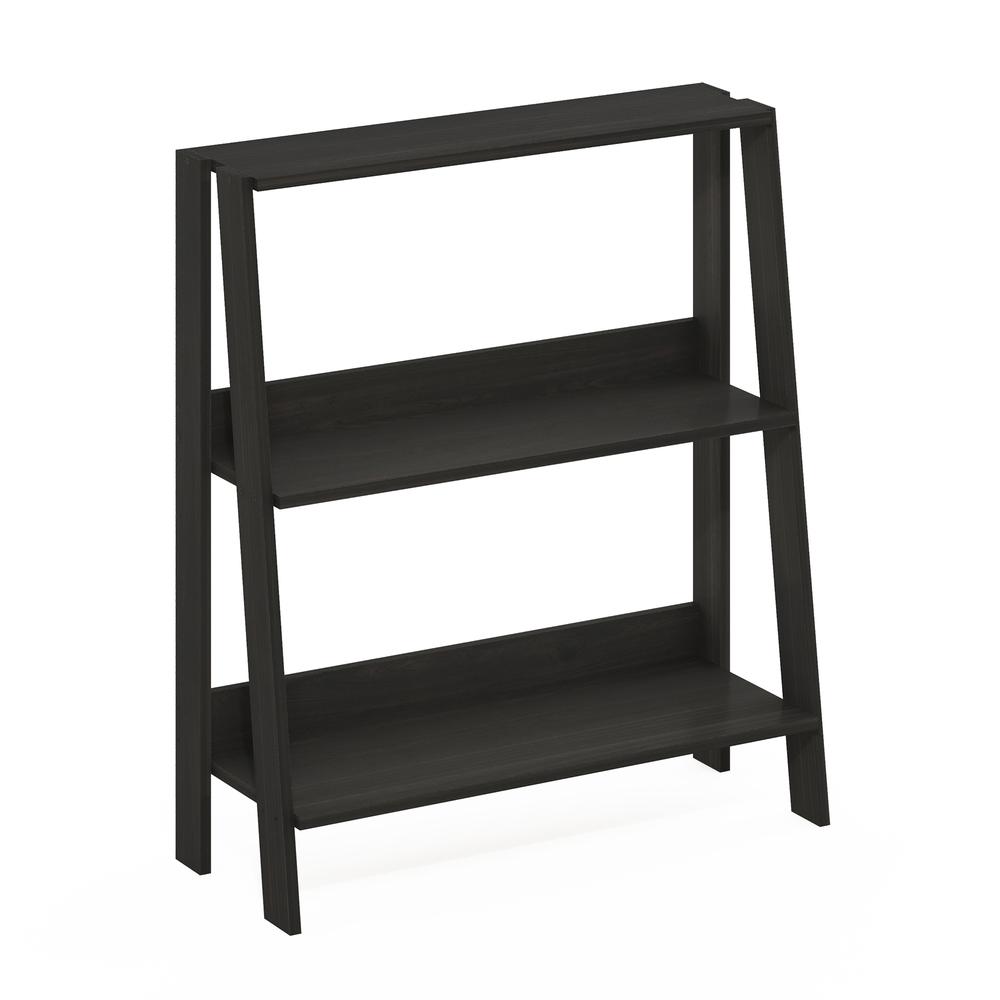 Ladder Bookcase Display Shelf, 3-Tier, Espresso. Picture 1