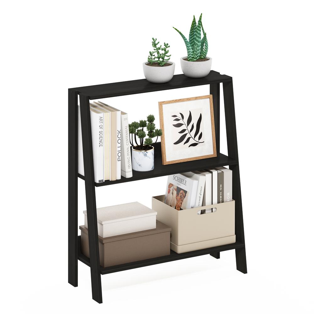 Ladder Bookcase Display Shelf, 3-Tier, Espresso. Picture 3
