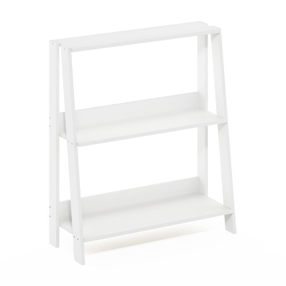 Ladder Bookcase Display Shelf, 3-Tier, White. Picture 1