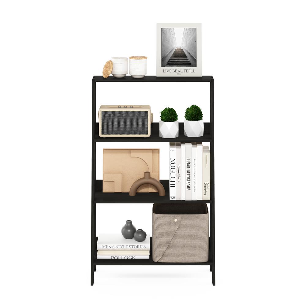 Ladder Bookcase Display Shelf, 4-Tier, Espresso. Picture 4