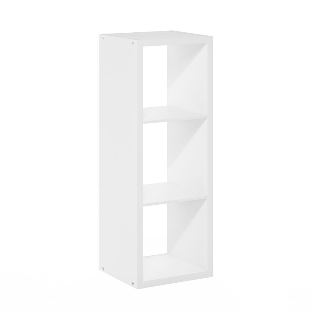 Cubicle Open Back Decorative Cube Storage Organizer, 3-Cube, White. Picture 1