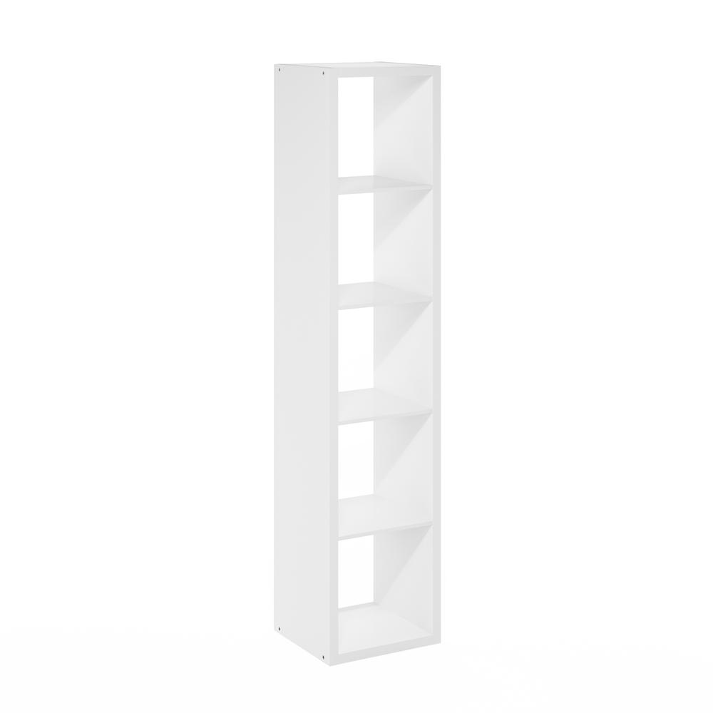 Cubicle Open Back Decorative Verticle Cube Storage Organizer, 5-Cube, White. Picture 1