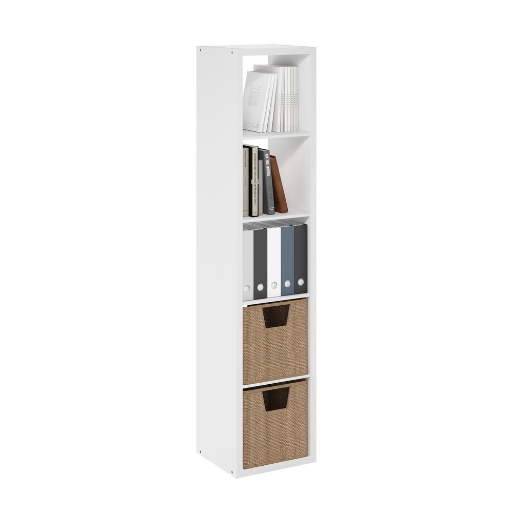 Cubicle Open Back Decorative Verticle Cube Storage Organizer, 5-Cube, White. Picture 3
