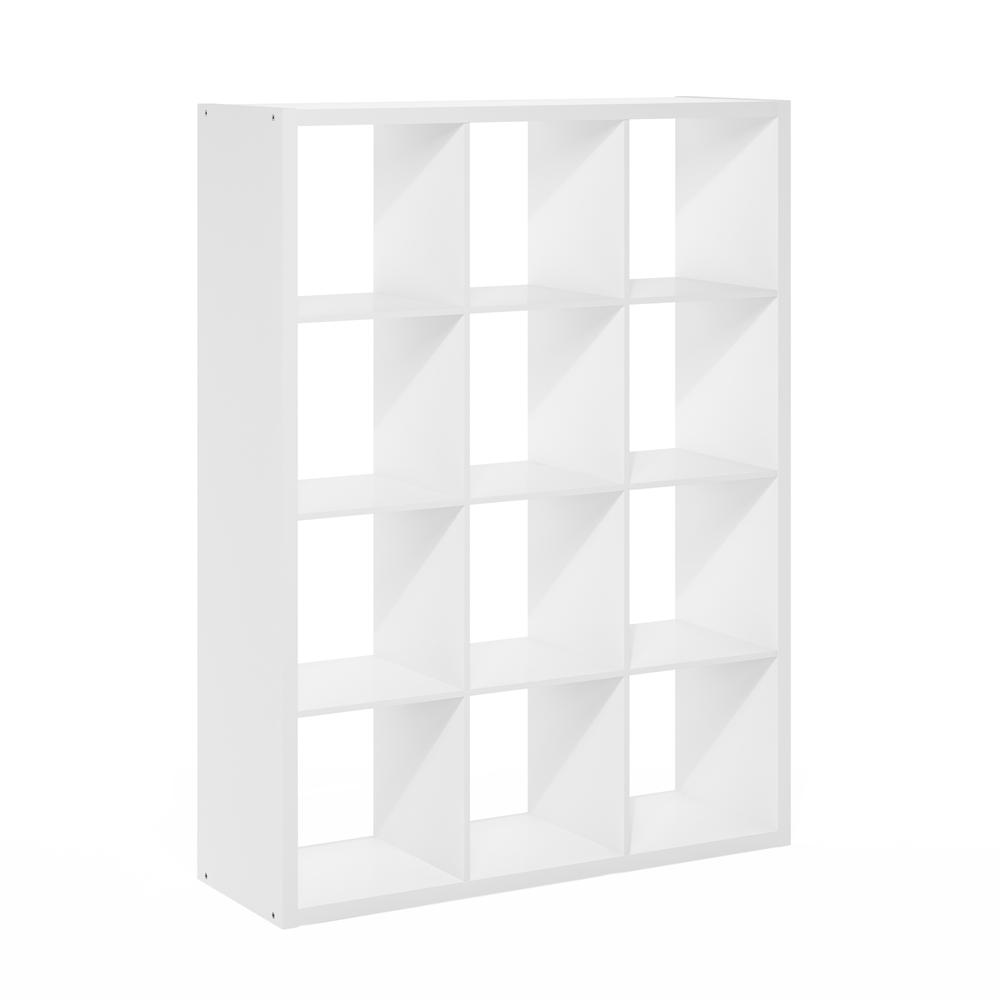 Cubicle Open Back Decorative Cube Storage Organizer, 12-Cube, White. Picture 1